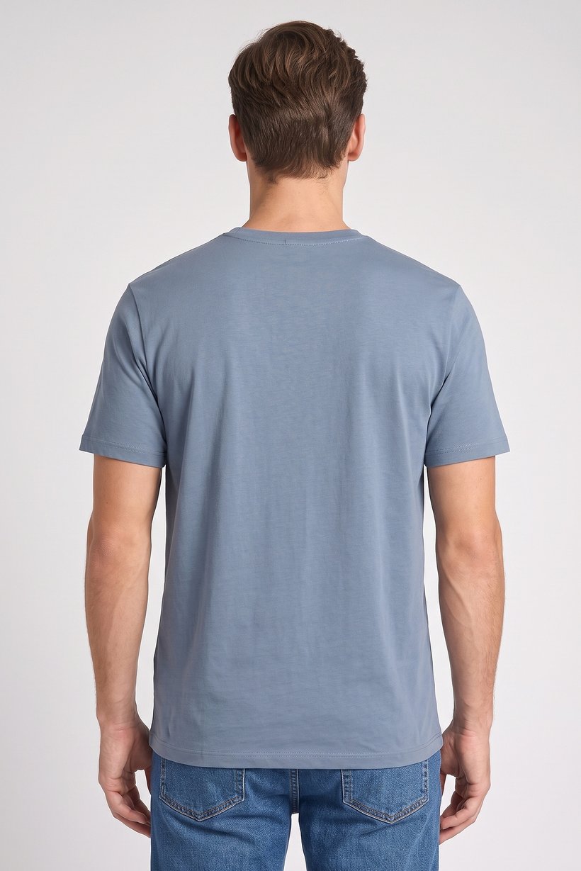 Men Crew Neck Short Sleeve Solid T-Shirt, Slate Blue