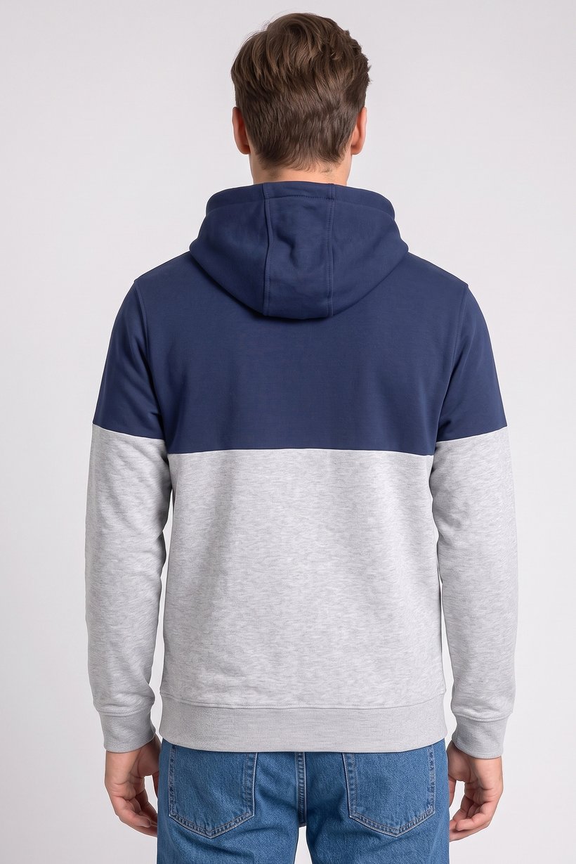 Men Two Tone Long Sleeve Hoodie, Multicolor