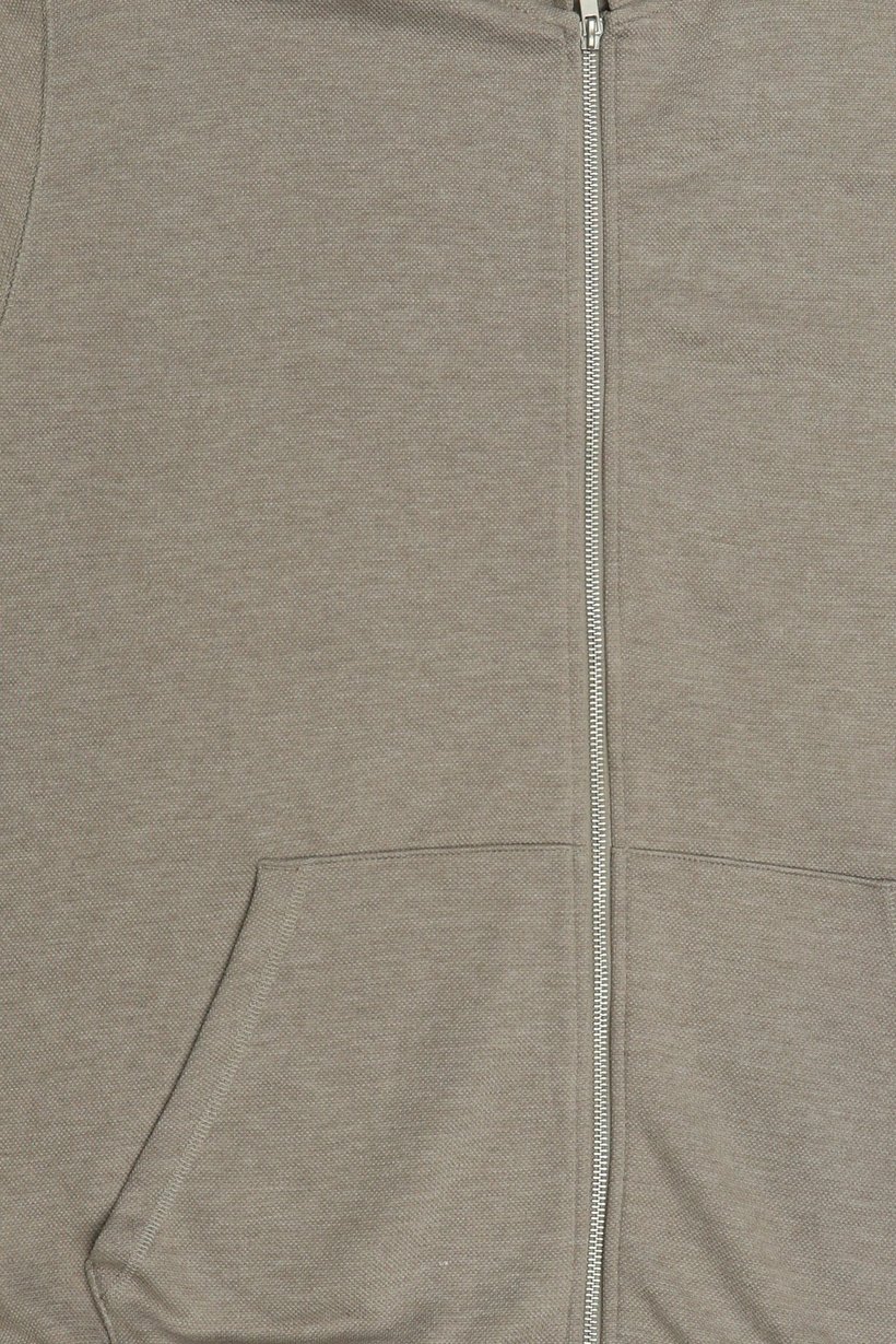 Men Long Sleeve Textured Full Zip Hoodie, Light Taupe