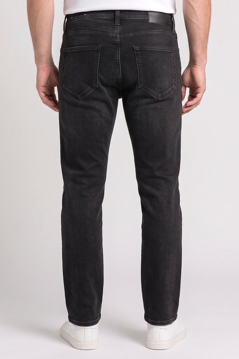 Men Straight Fit Washed Stretchable Jeans, Black