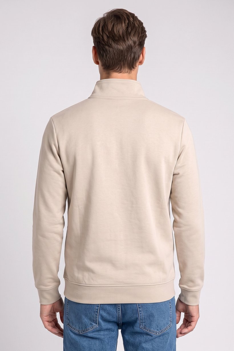 Men Long Sleeve Solid Sweatshirt, Beige