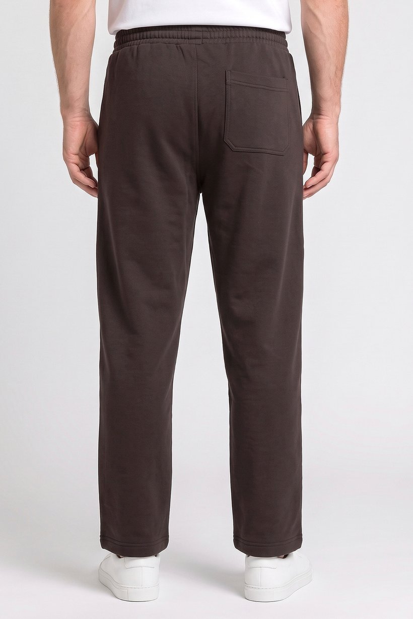 Men Relaxed Fit Plain Straight Leg Pants, Coffee