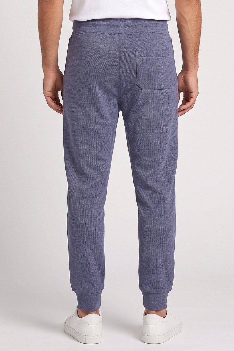 Men Regular Fit Textured Sweatpants, Slate Blue