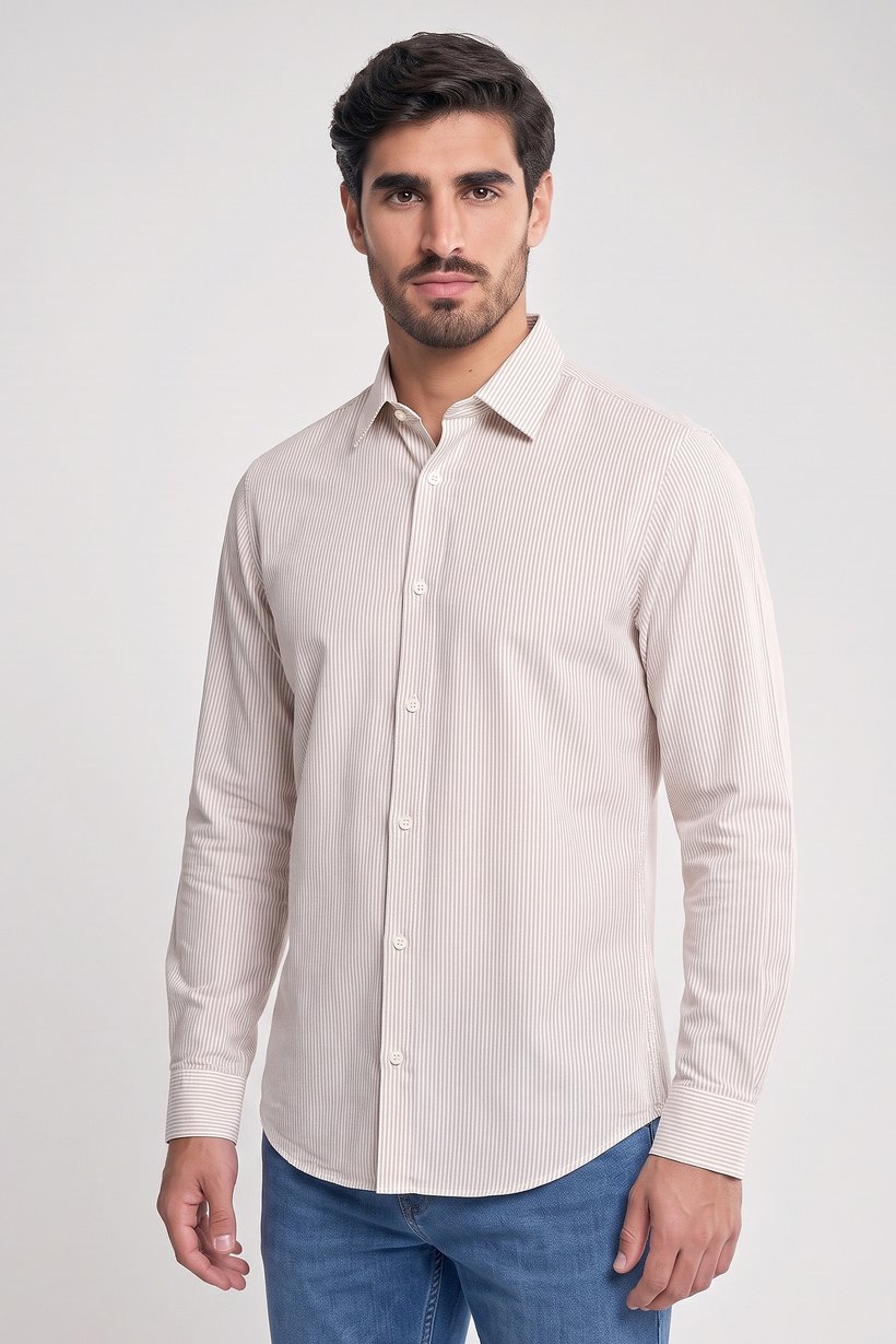 Men Loose Fit Stripe Long Sleeve Casual Shirt, Multicolor