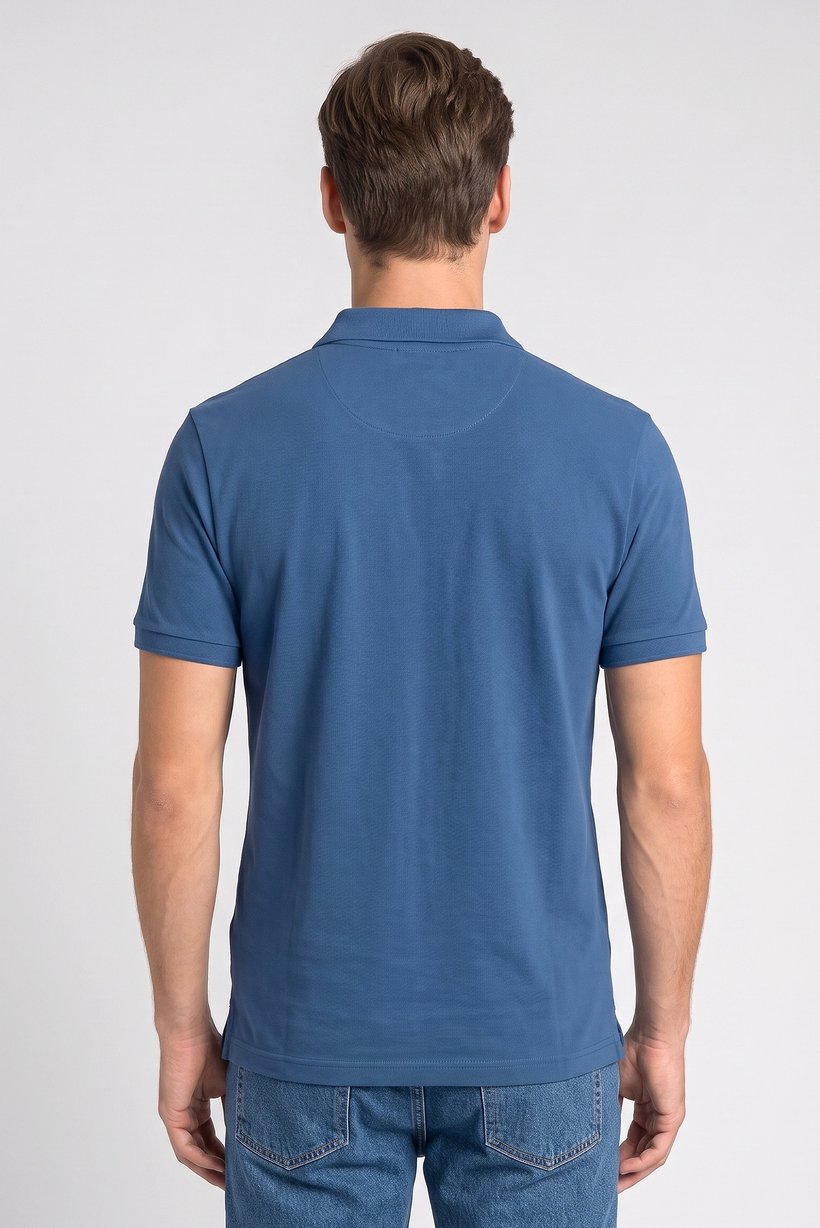 Men Regular Fit Short Sleeve Plain Polo Shirt, Teal Blue