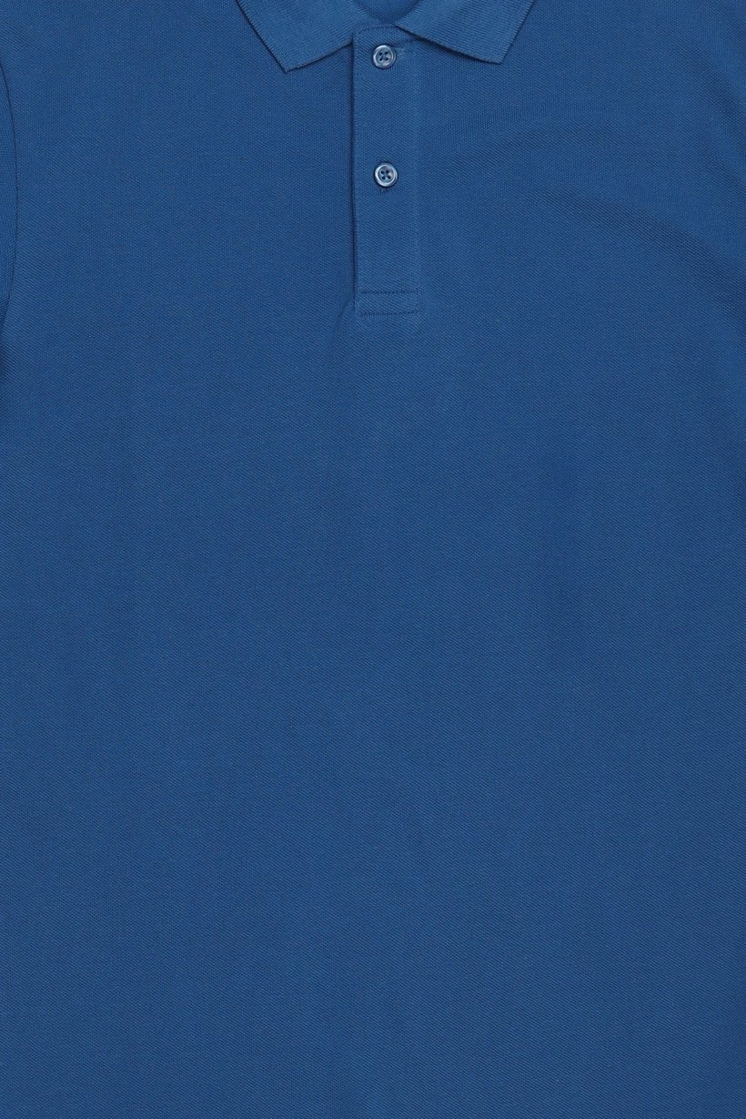 Men Regular Fit Short Sleeve Plain Polo Shirt, Teal Blue