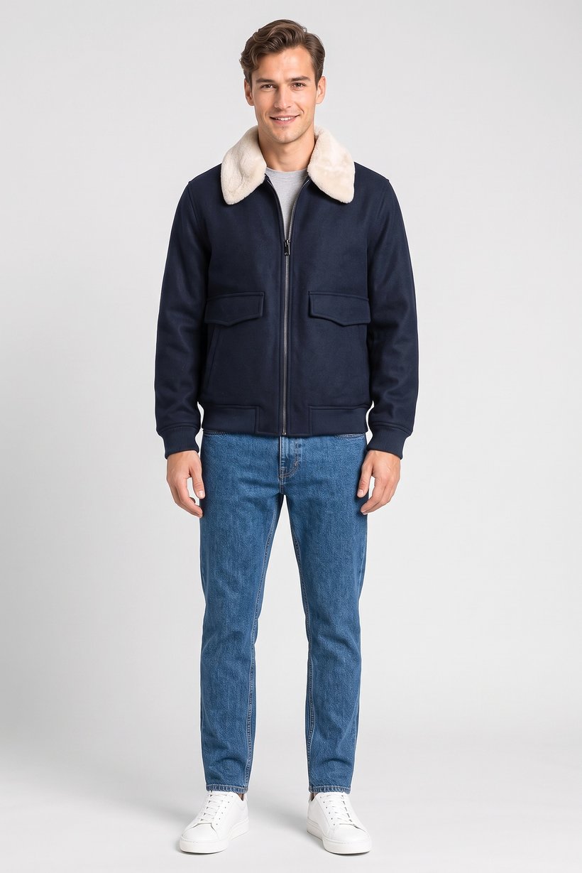 Men Textured Jacket Shirt, Navy