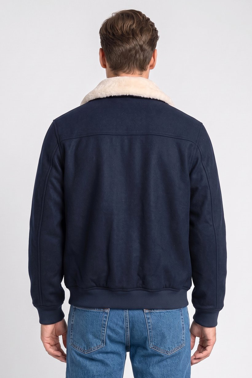 Men Textured Jacket Shirt, Navy