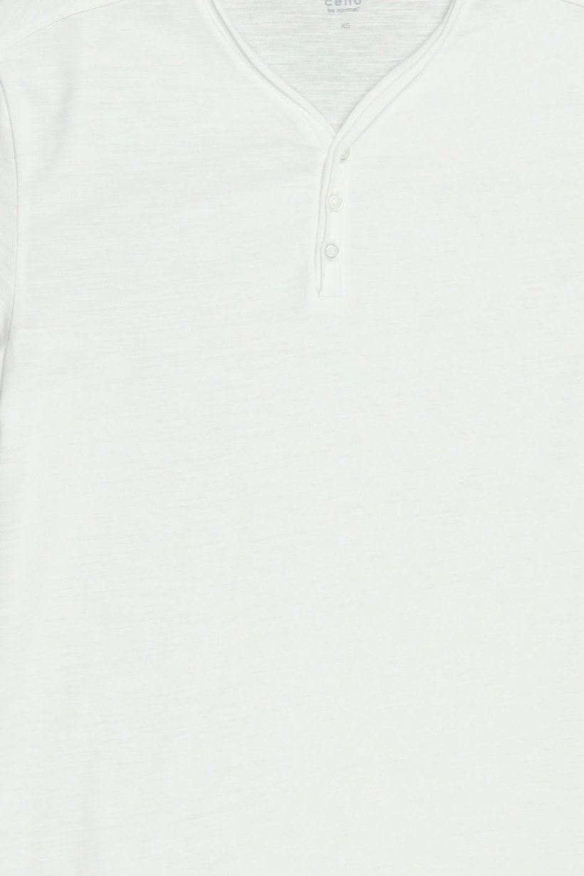 Men V-Neck Short Sleeve Heather T-Shirt, White