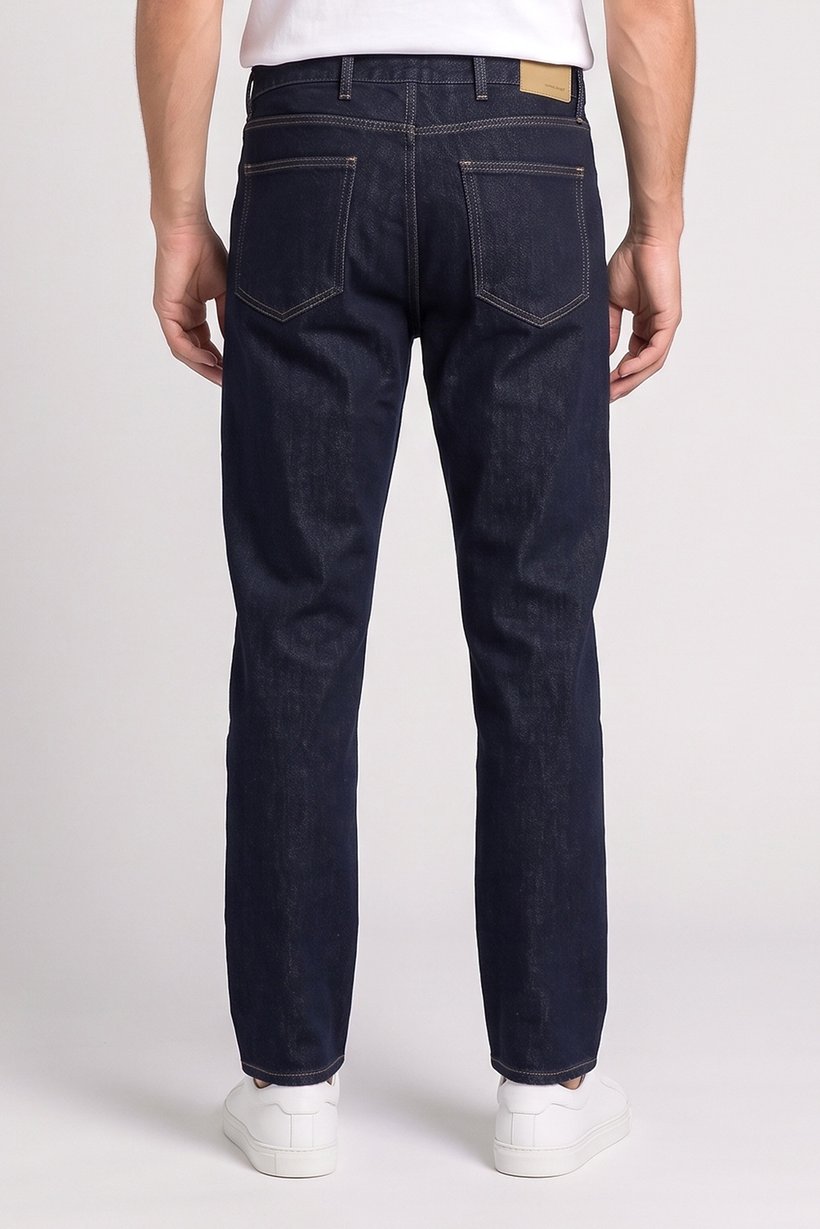 Men Loose Fit Solid Non Stretchable Jeans, Dark Navy