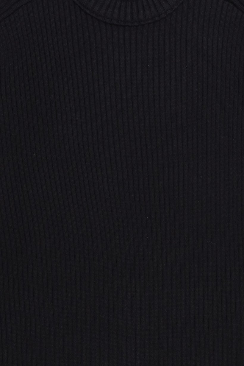Men Crew Neck Ribbed Sweater, Black