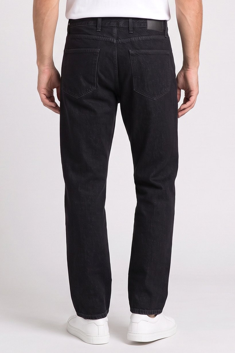 Men Loose Fit Solid Straight Leg Jeans, Black