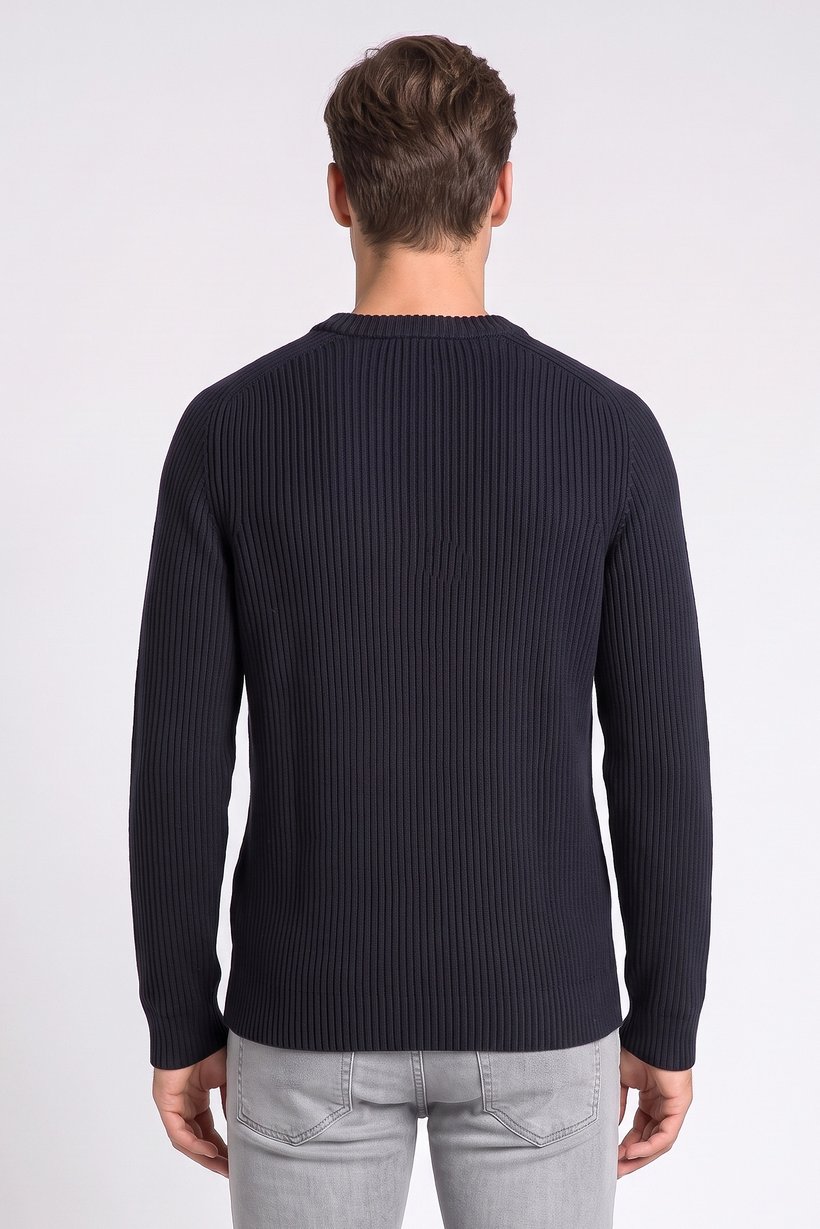 Men Crew Neck Knitted Sweater, Black