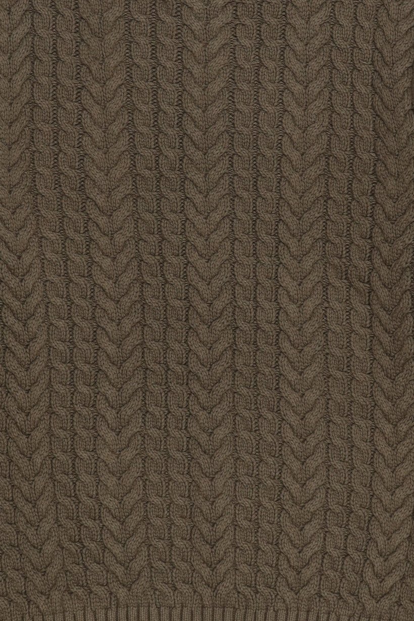 Men Crew Neck Cable Knit Sweater, Dark Olive