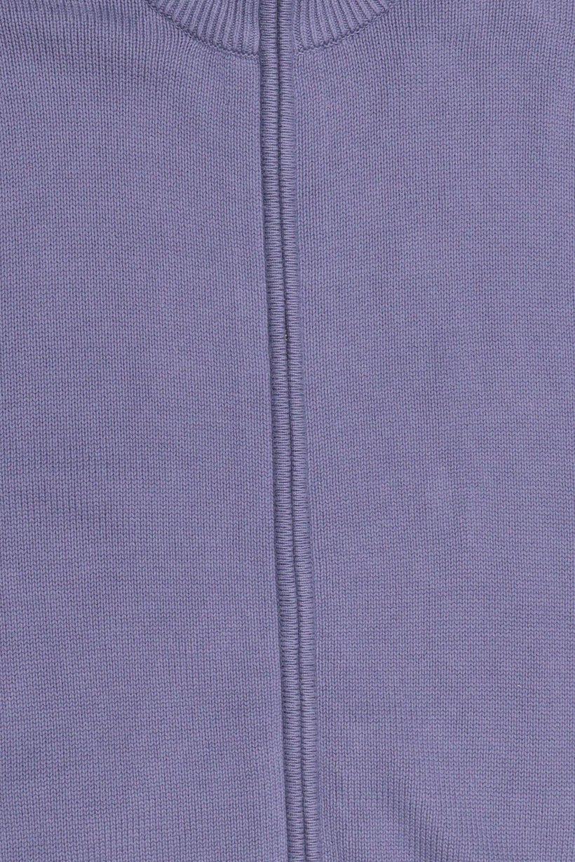 Men Mock Neck Knitted Cardigan, Dusty Blue