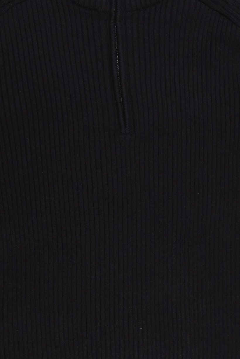 Men Mock Neck Textured Sweater, Black