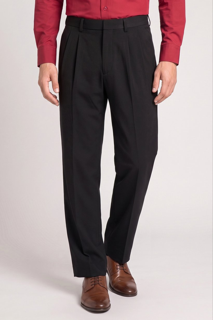Men Baggy Fit Solid Wide Leg Pants, Black