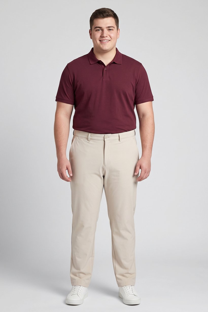 Men Slim Fit Plain Chino Pants, Beige
