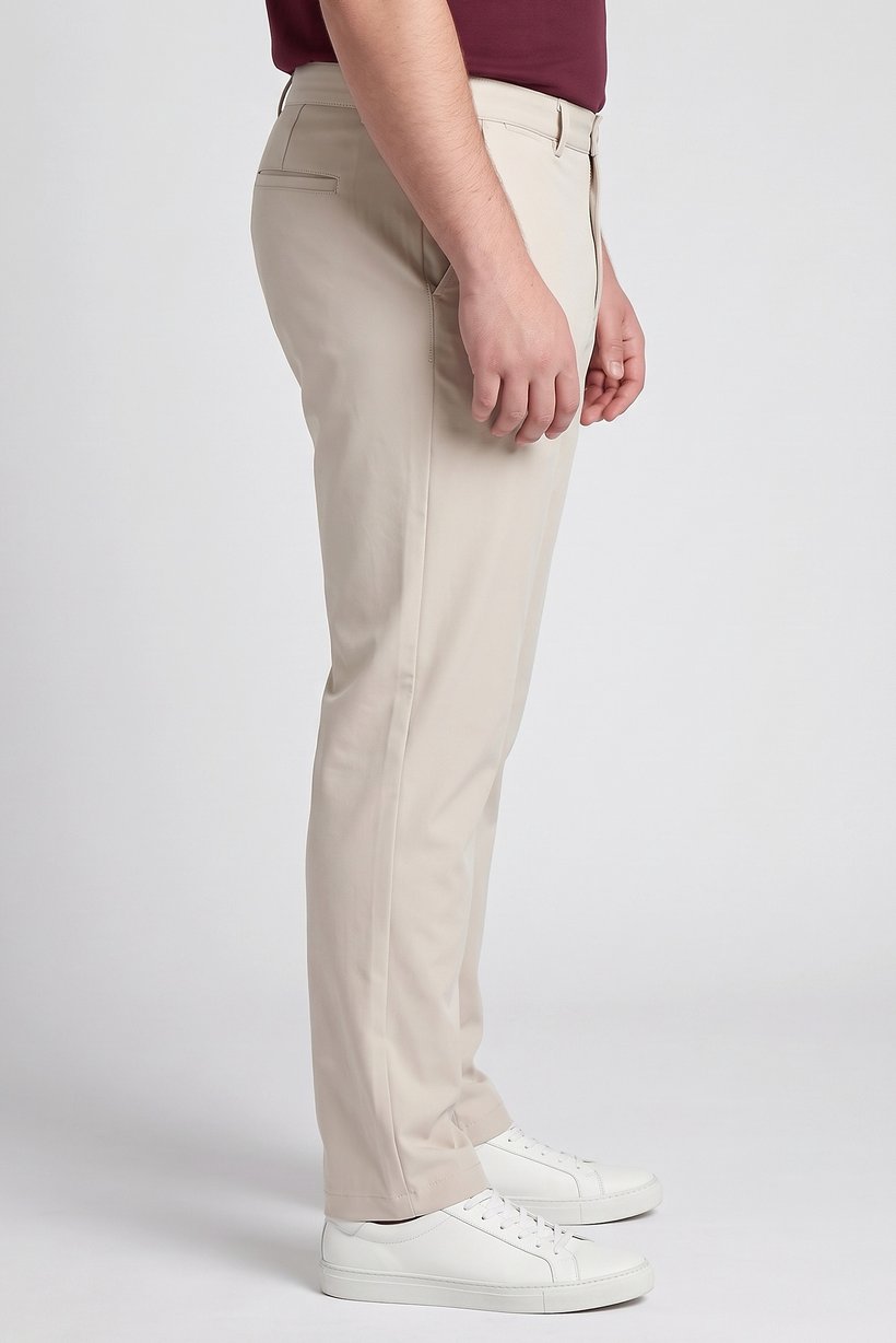Men Slim Fit Plain Chino Pants, Beige