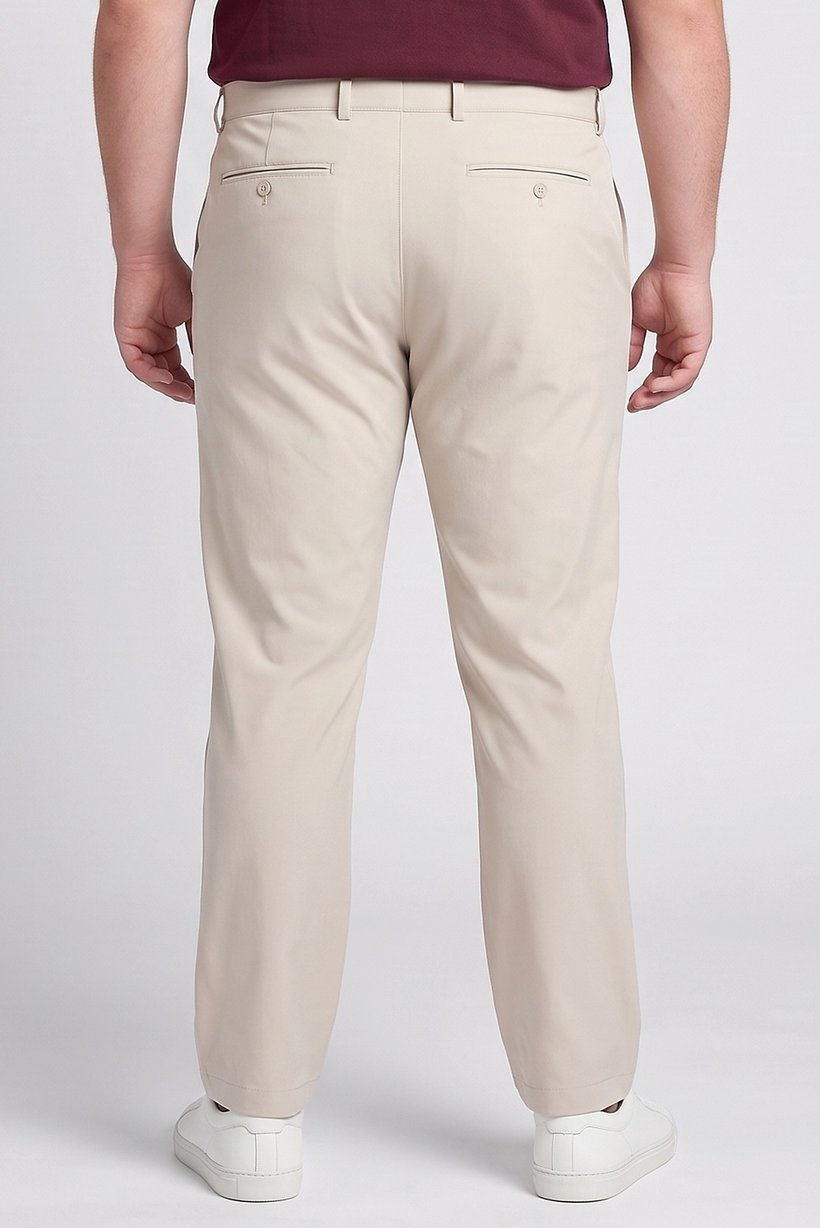 Men Slim Fit Plain Chino Pants, Beige