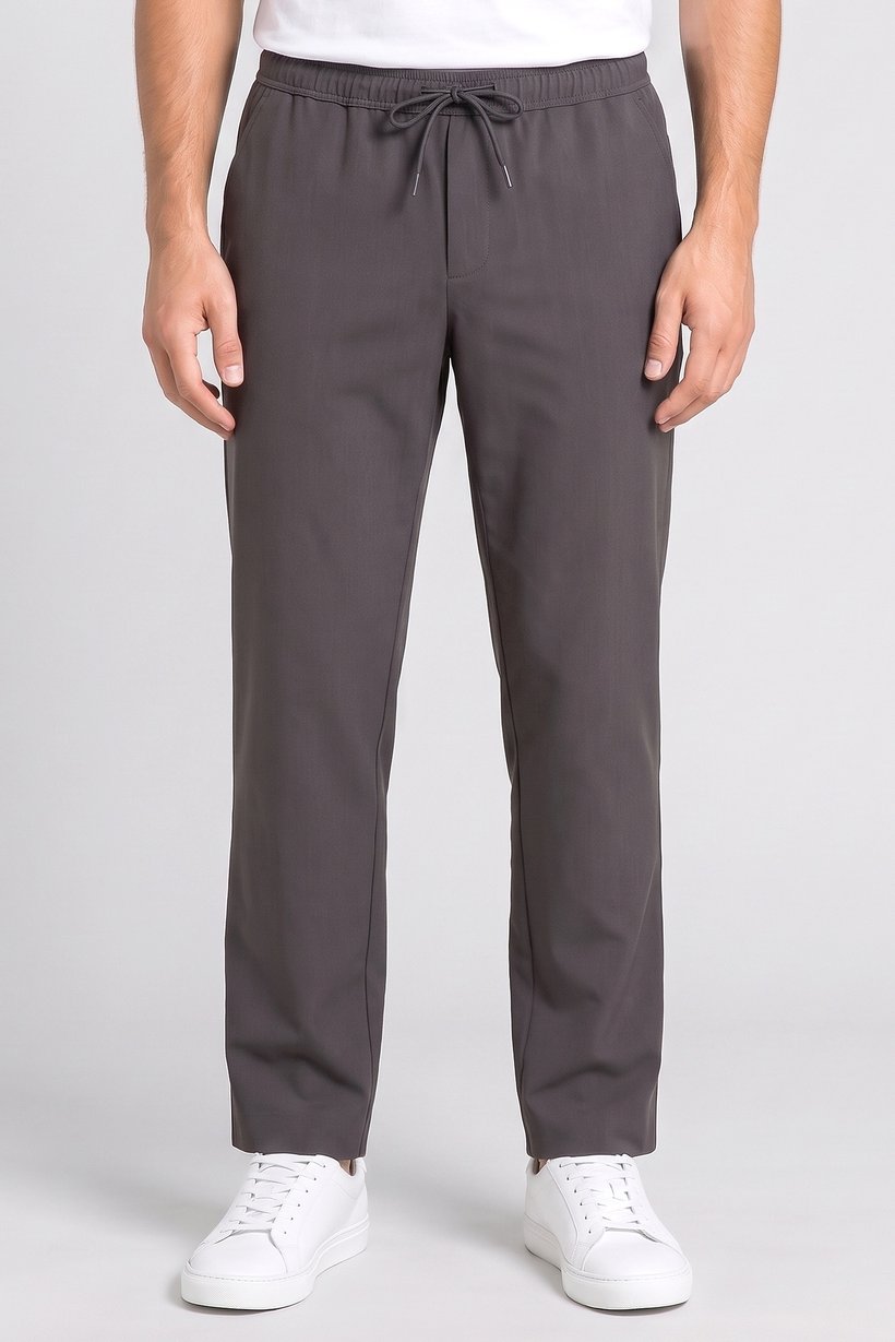 Men Loose Fit Solid Wide Leg Pants, Grey