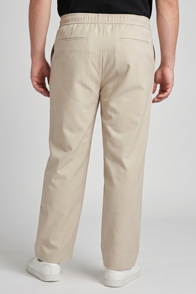 Men Loose Fit Solid Wide Leg Pants, Beige