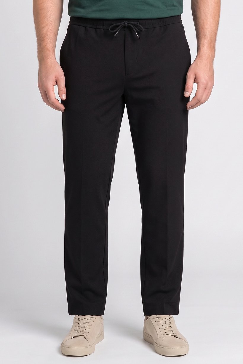 Men Loose Fit Solid Wide Leg Pants, Black