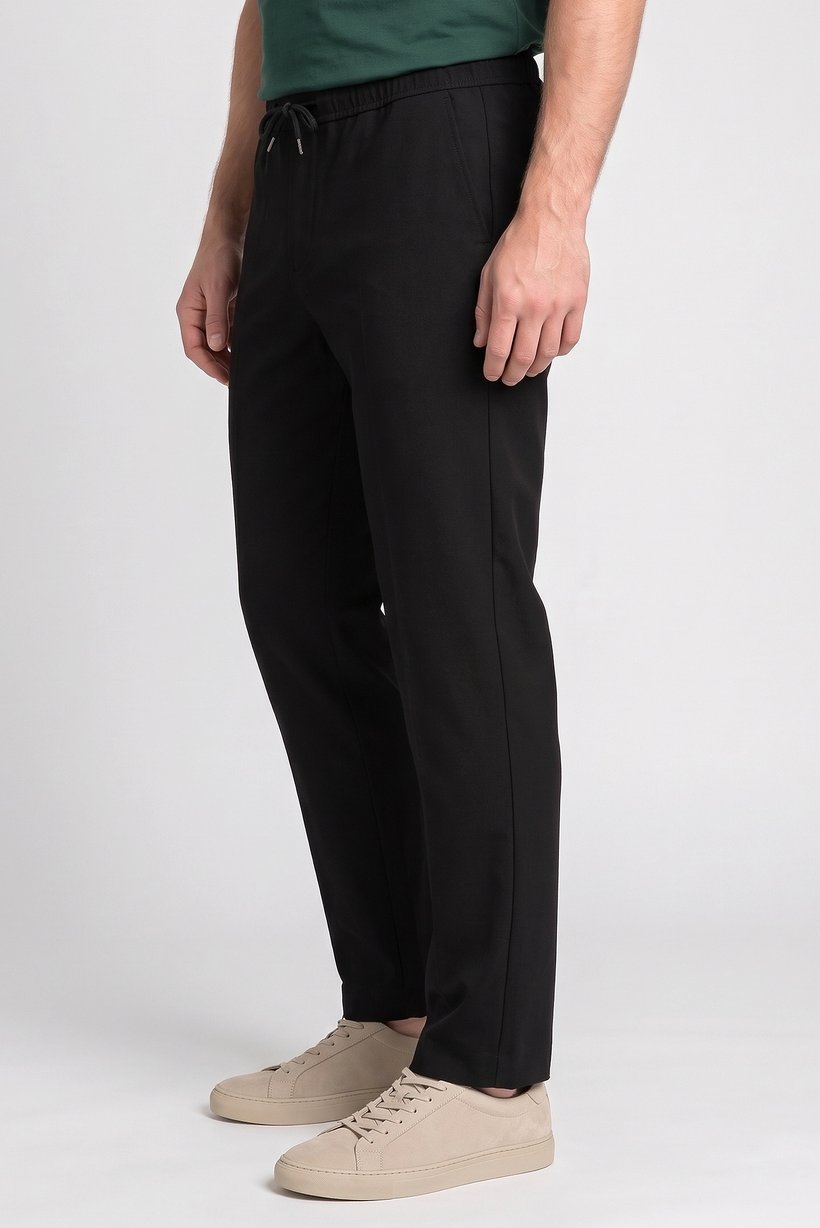 Men Loose Fit Solid Wide Leg Pants, Black
