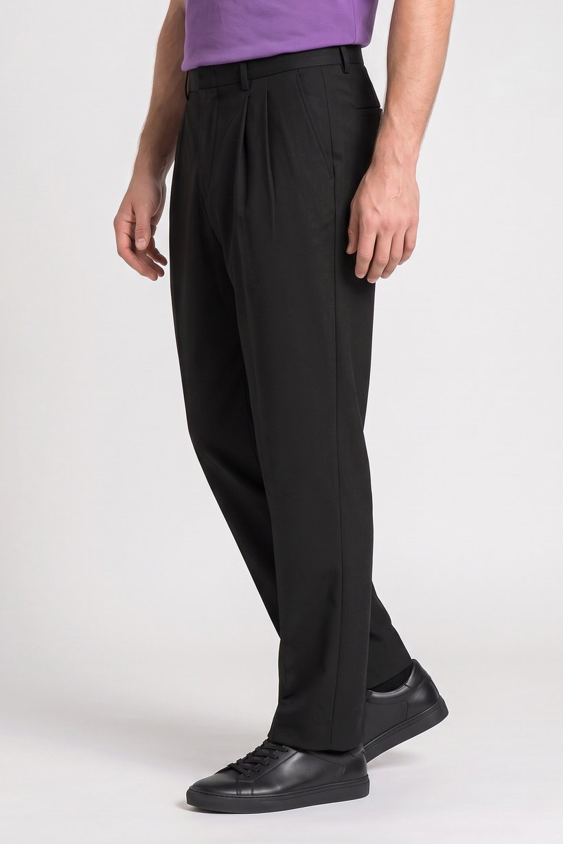 Men Baggy Fit Solid Wide Leg Pants, Black