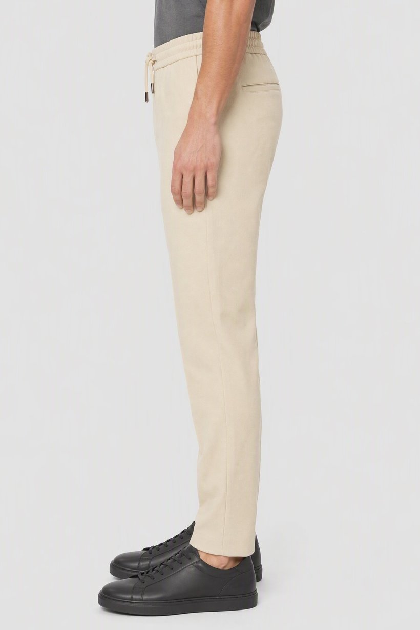 Men Slim Fit Solid Straight Leg Pants, Beige