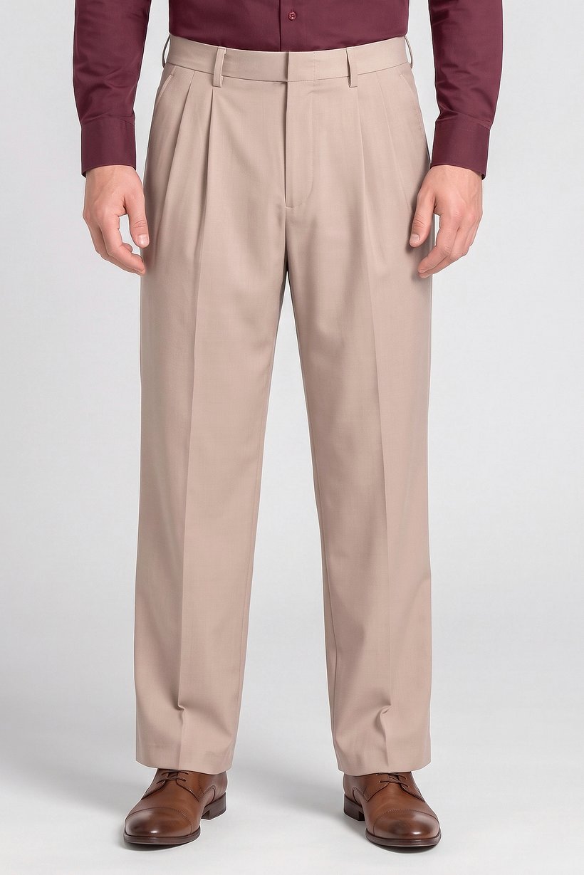 Men Baggy Fit Solid Wide Leg Pants, Beige