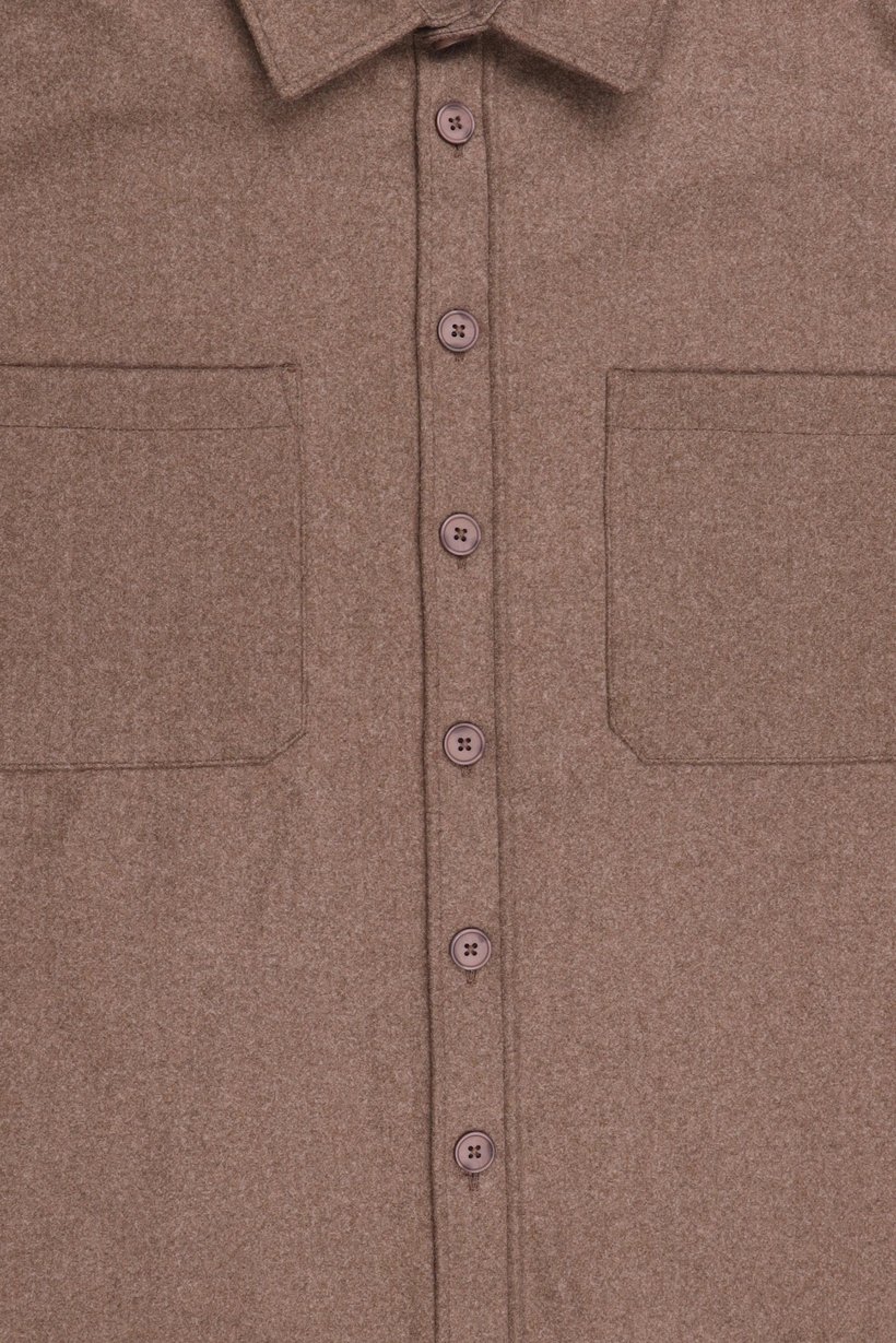 Men Regular Fit Long Sleeve Heather Jacket Shirt, Brown