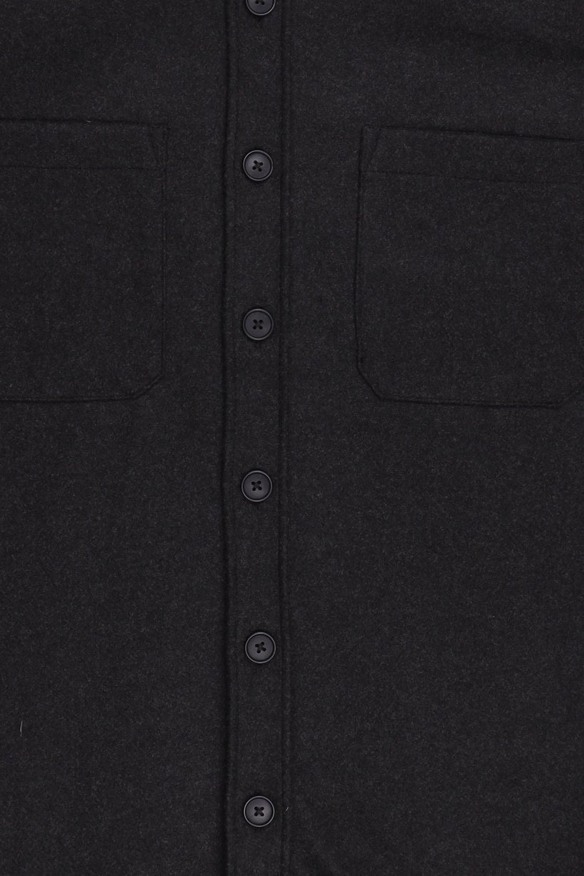 Men Oversized Fit Long Sleeve Textured Jacket Shirt, Black