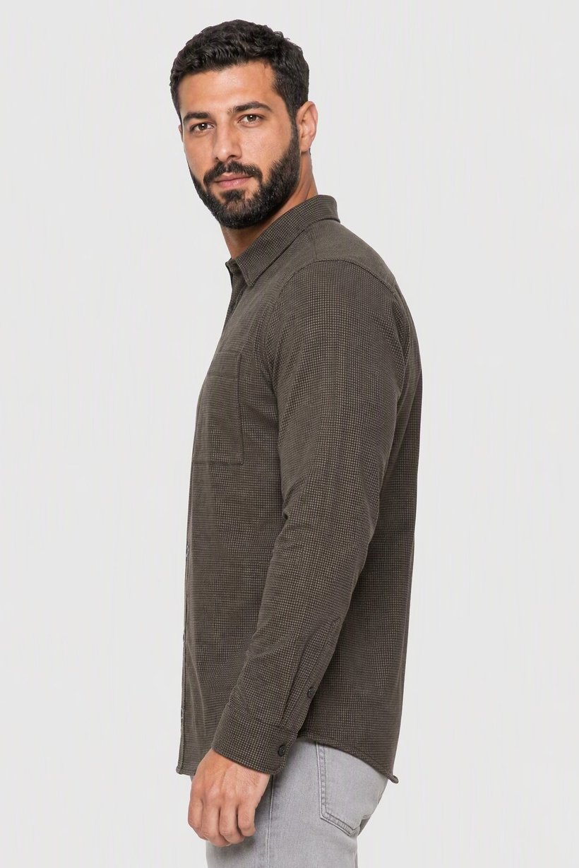 Men Loose Fit Houndstooth Long Sleeve Casual Shirt, Multicolor
