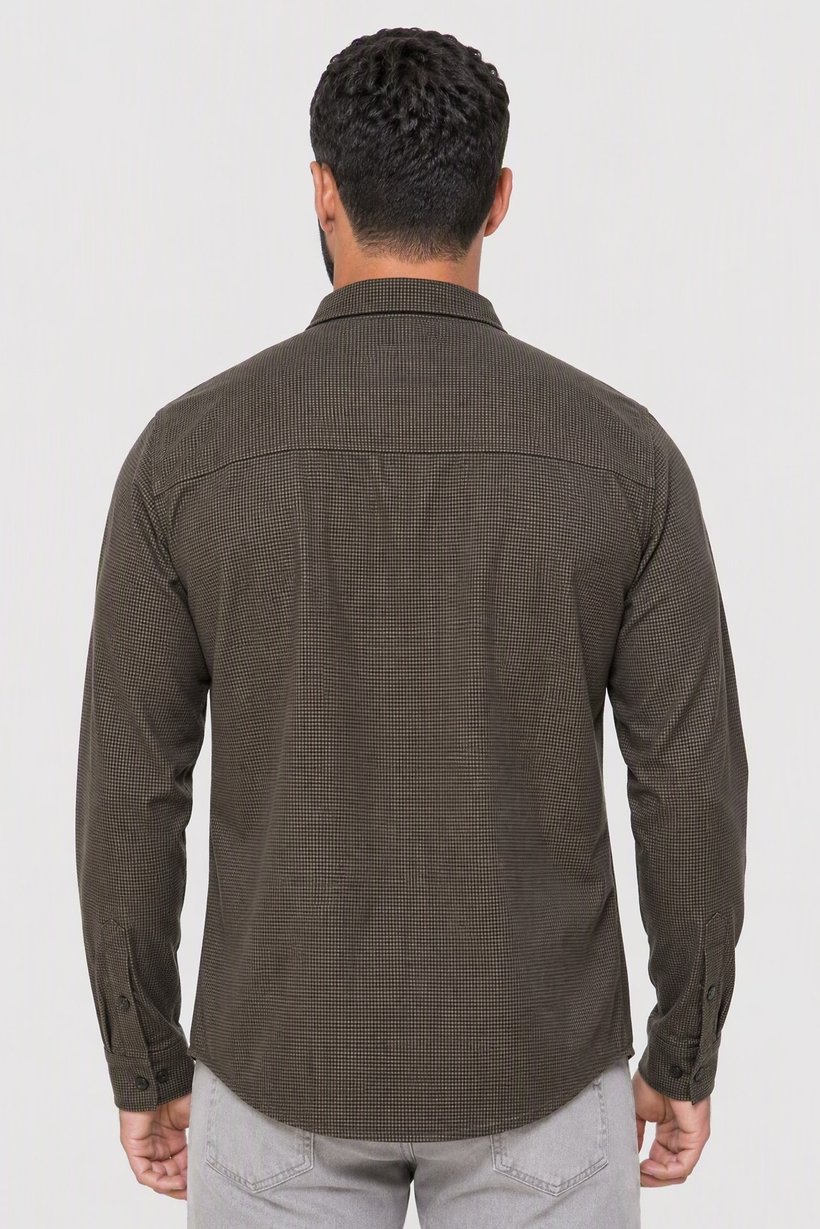 Men Loose Fit Houndstooth Long Sleeve Casual Shirt, Multicolor