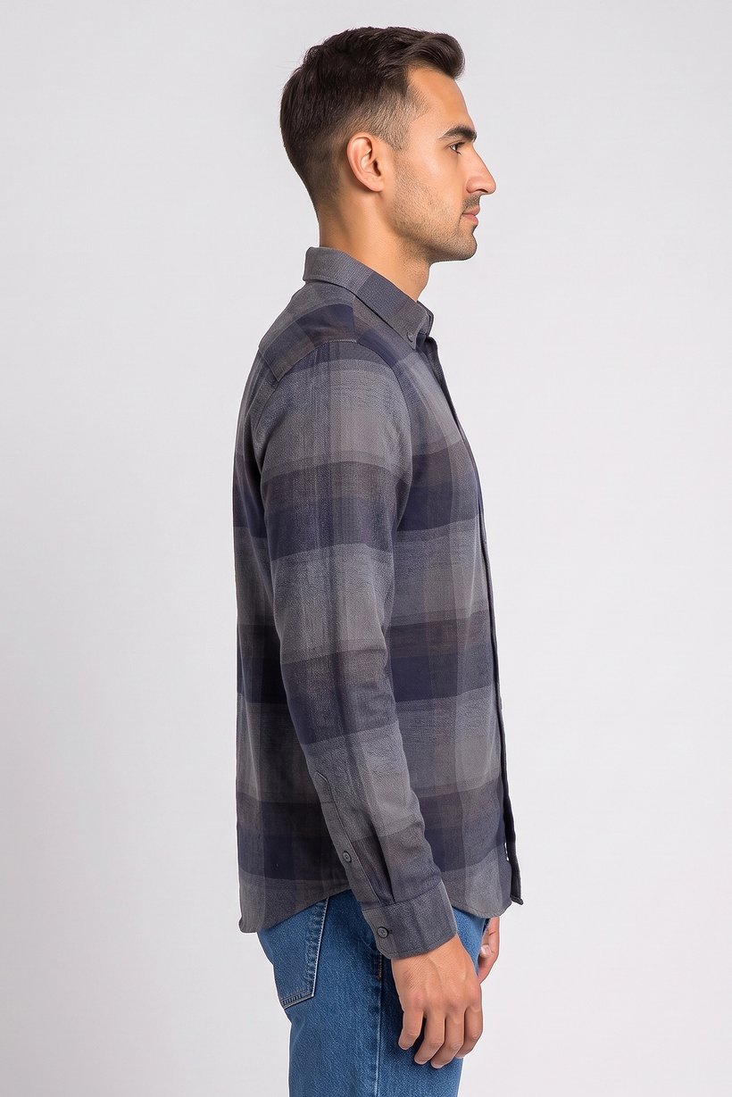 Men Regular Fit Long Sleeve Checkered Casual Shirt, Multicolor
