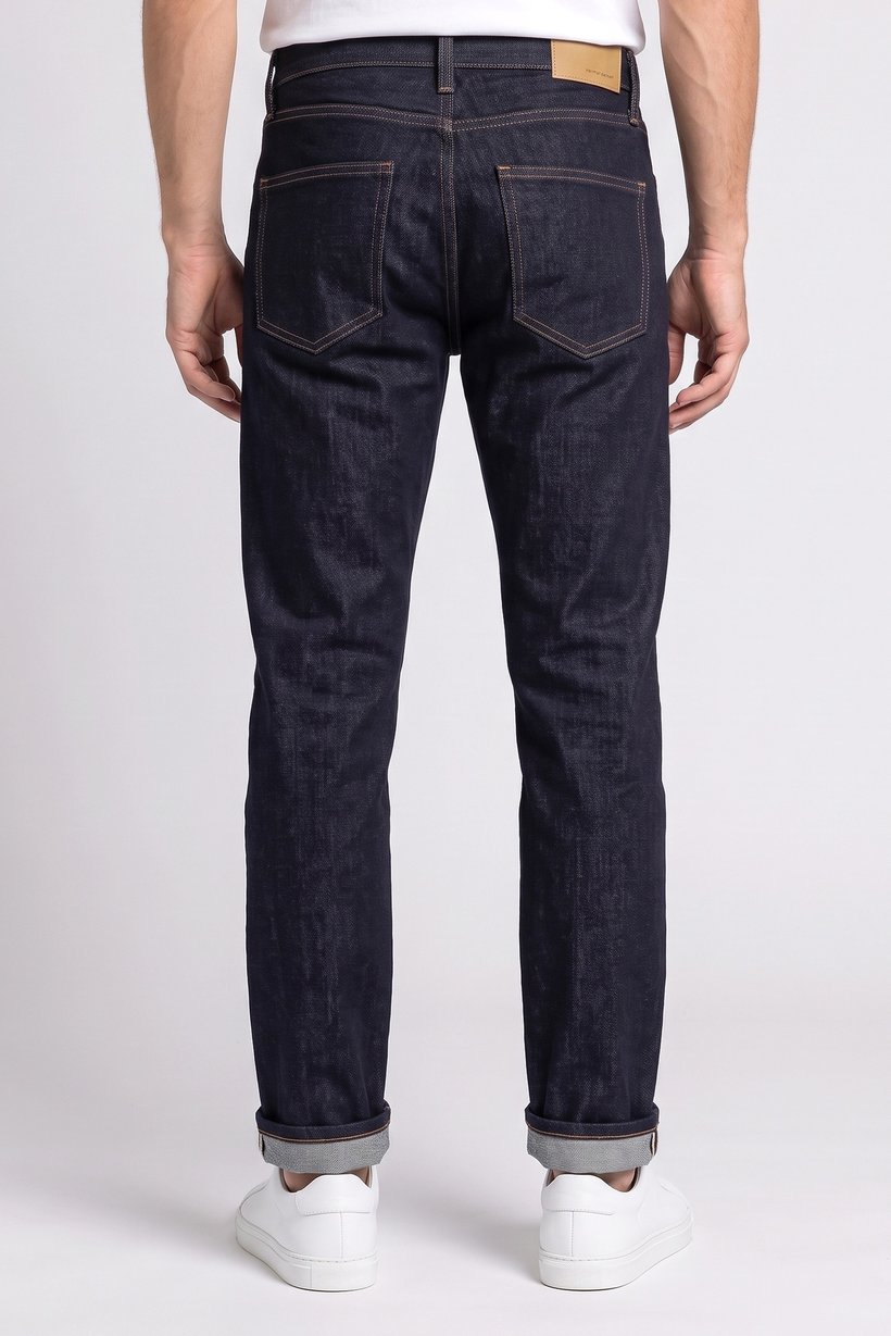 Men Straight Fit Solid Stretchable Jeans, Dark Navy
