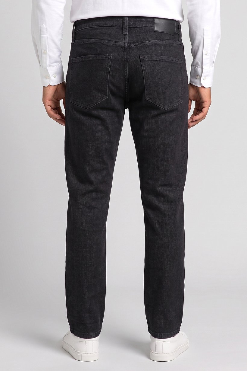 Men Straight Fit Washed Stretchable Jeans, Dark Grey