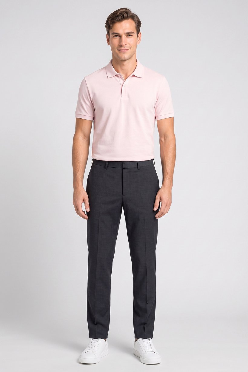 Men Regular Fit Solid Dress Pants, Dark Grey