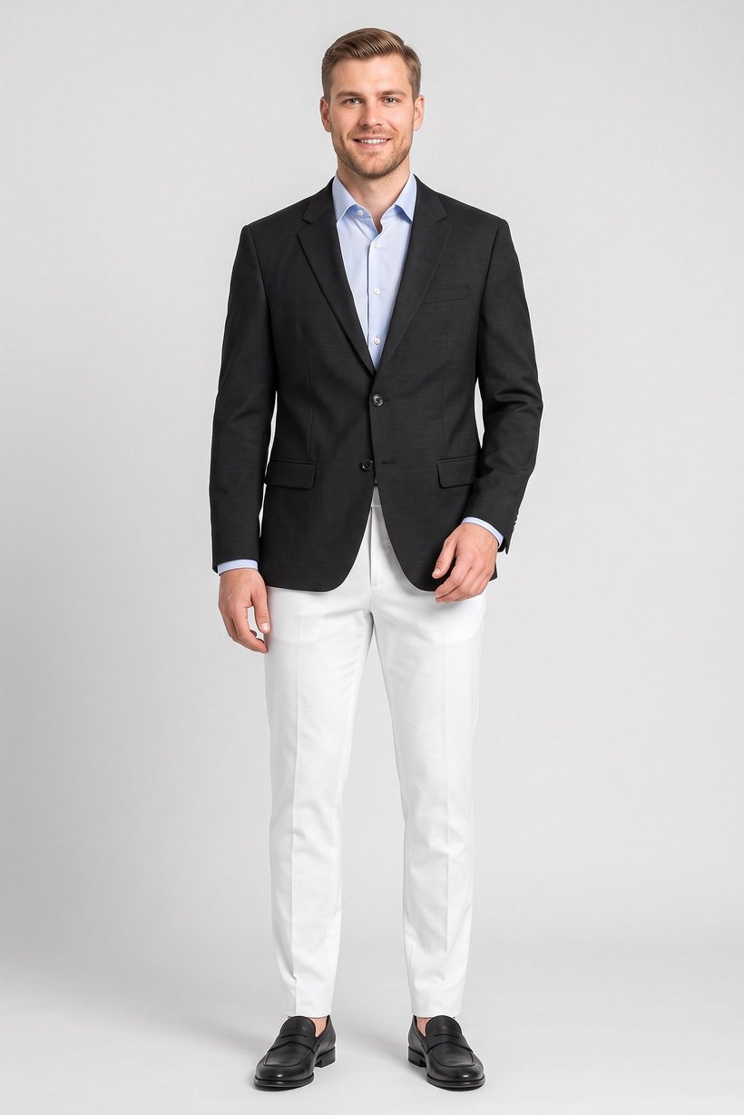 Men Regular Fit Heather Casual Blazer, Black