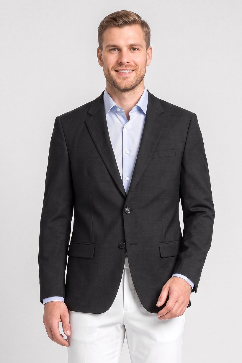 Men Regular Fit Heather Casual Blazer, Black
