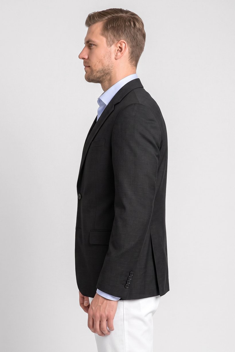 Men Regular Fit Heather Casual Blazer, Black