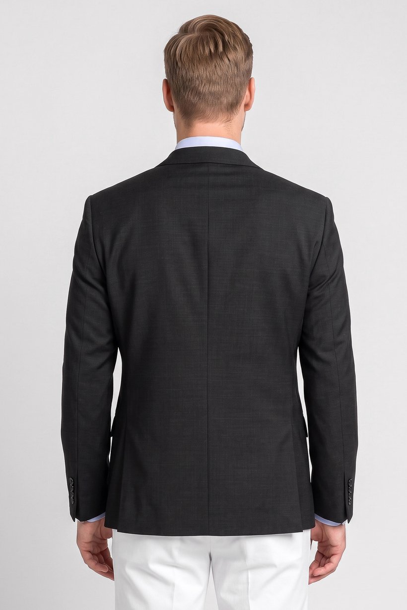 Men Regular Fit Heather Casual Blazer, Black