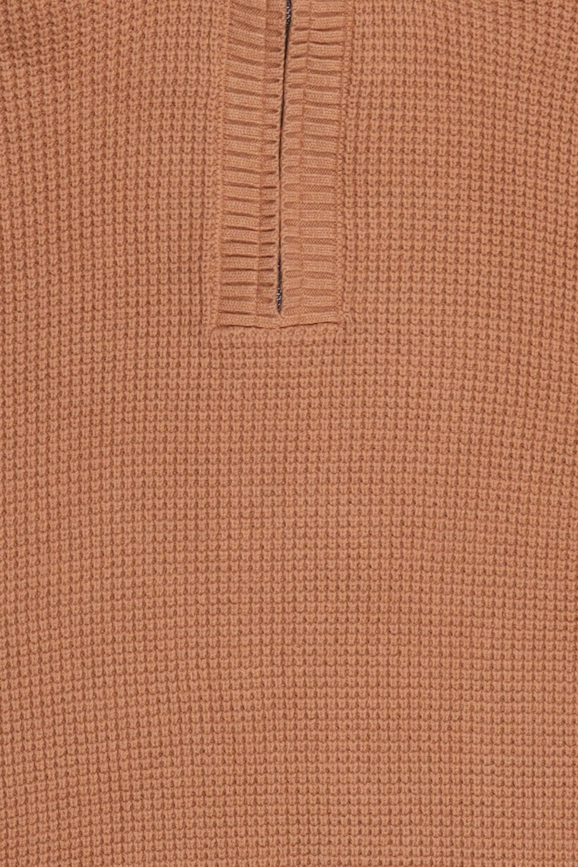 Men Turtle Neck Textured Sweater, Tan