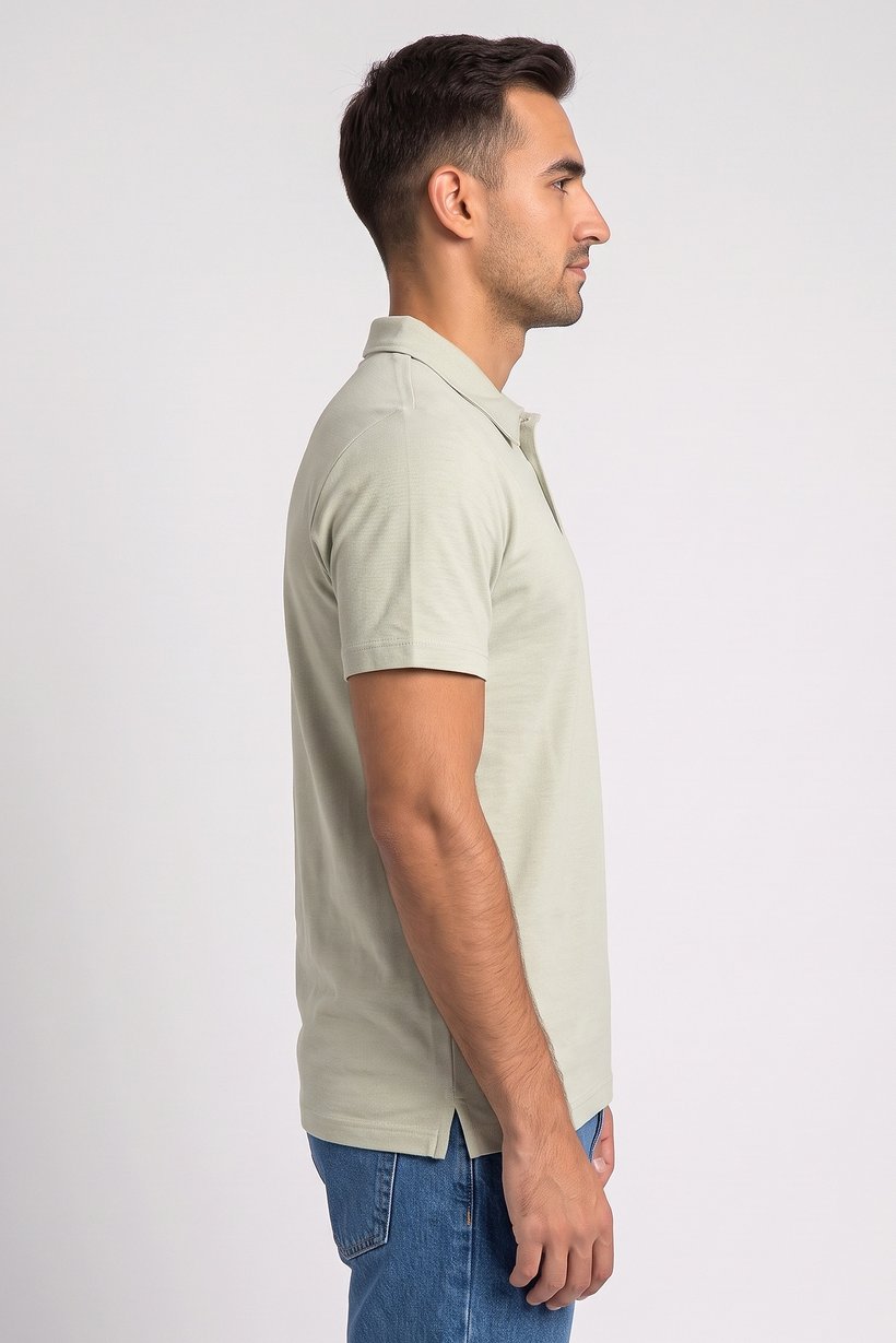 Men Regular Fit Textured Short Sleeve Polo Shirt, Mint Green