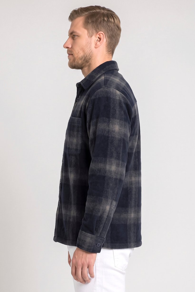 Men Plaid Jacket Shirt, Multicolor