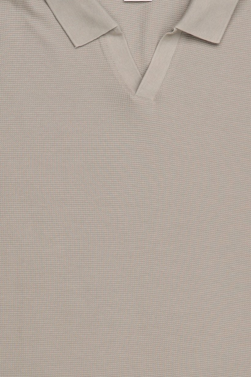 Men Regular Fit Textured Short Sleeve Polo Shirt, Sage Green