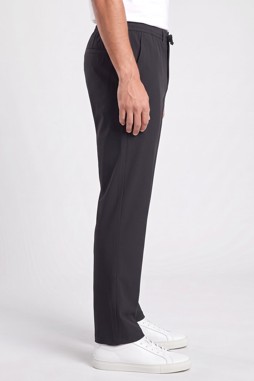 Men Baggy Fit Plain Straight Leg Pants, Black