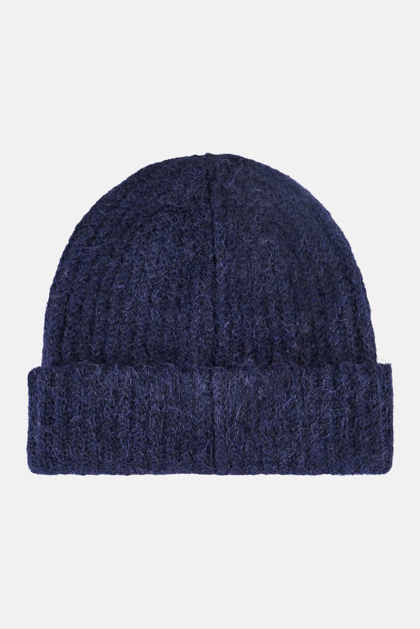 Men Textured Bennie Hat, Dark Navy