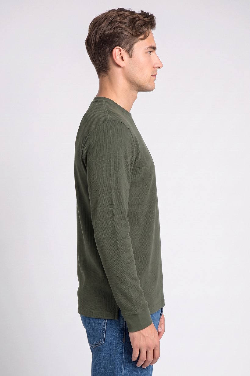 Men Regular Fit Long Sleeve Outdoor Sweatshirt, Olive